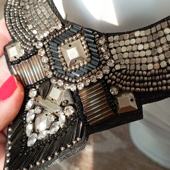 🎆 Black and Silver Statement Necklace - Picture 6 of 12